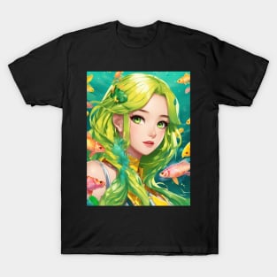 anime girl with fish aquatic world deep sea T-Shirt